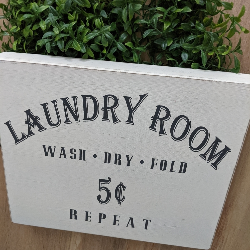 Laundry Room Wooden Sign Wash Dry Fold Repeat